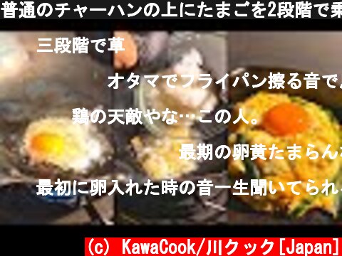 普通のチャーハンの上にたまごを2段階で乗せたら美味いか試してみた/Two-stage egg fried rice  (c) KawaCook/川クック[Japan]