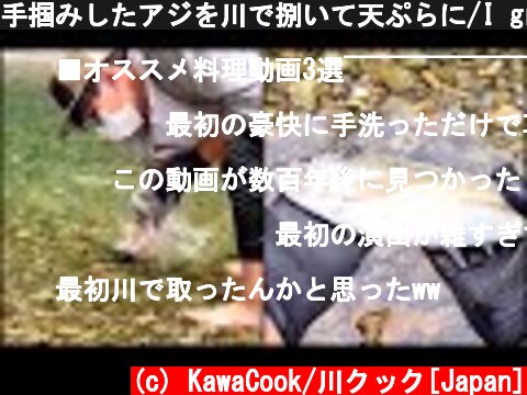 手掴みしたアジを川で捌いて天ぷらに/I grabbed a horse mackerel in the river #Shorts  (c) KawaCook/川クック[Japan]