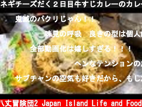 ネギチーズだく２日目牛すじカレーのカレーうどん！  (c) 八丈冒険団2 Japan Island Life and Food