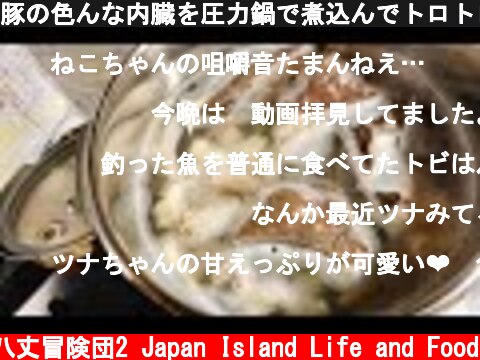 豚の色んな内臓を圧力鍋で煮込んでトロトロおつまみ！  (c) 八丈冒険団2 Japan Island Life and Food