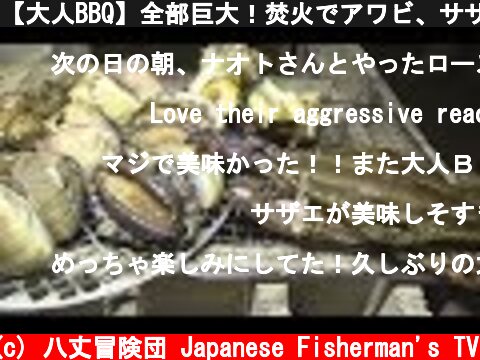 【大人BBQ】全部巨大！焚火でアワビ、サザエ、ハマグリ、ワタリガニを焼いて食べる！  (c) 八丈冒険団 Japanese Fisherman's TV