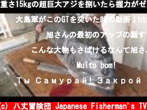重さ15kgの超巨大アジを捌いたら握力がゼロになった！  (c) 八丈冒険団 Japanese Fisherman's TV