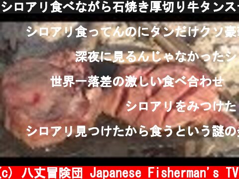 シロアリ食べながら石焼き厚切り牛タンステーキ！  (c) 八丈冒険団 Japanese Fisherman's TV