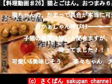 【料理動画♯26】猫とごはん。おつまみ６品作ります【タンドリーチキン】【猫動画  (c) さくぱん sakupan channel
