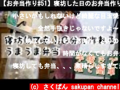 【お弁当作り#51】寝坊した日のお弁当作り～猫、初めて子猫と対面してしまう【bento】【猫動画】  (c) さくぱん sakupan channel