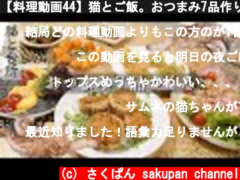 【料理動画44】猫とご飯。おつまみ7品作ります【English sub】【猫動画】  (c) さくぱん sakupan channel