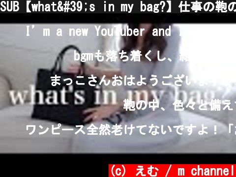 SUB【what's in my bag?】仕事の鞄の中身を紹介します / ほぼ100均の持ち物 / 一人暮らしのOL / 大人ジャニオタ / PRADA  (c) えむ / m channel