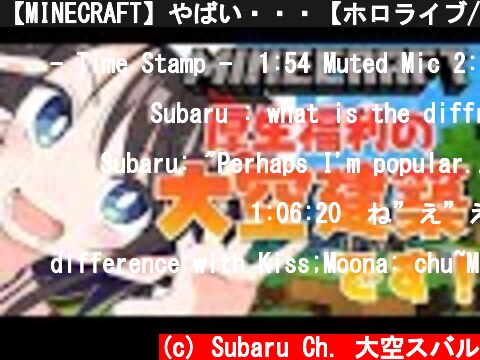 【MINECRAFT】やばい・・・【ホロライブ/大空スバル】  (c) Subaru Ch. 大空スバル
