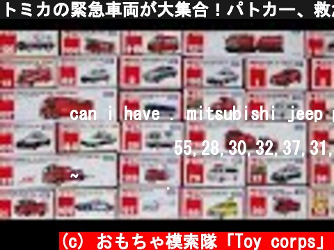 トミカの緊急車両が大集合！パトカー、救急車、消防車、レスキュー車など  (c) おもちゃ模索隊「Toy corps」