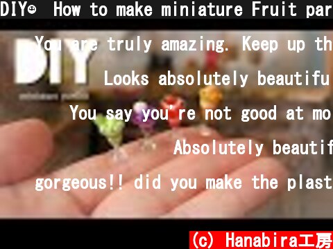 DIY☺︎How to make miniature Fruit parfait - Polymer Clay ミニチュアパフェ&フルーツの作り方【樹脂粘土】  (c) Hanabira工房