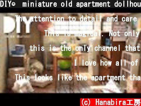 DIY☺︎miniature old apartment dollhouse 1/16size  古いアパートのズボラ部屋を丁寧に作ってみた！  (c) Hanabira工房